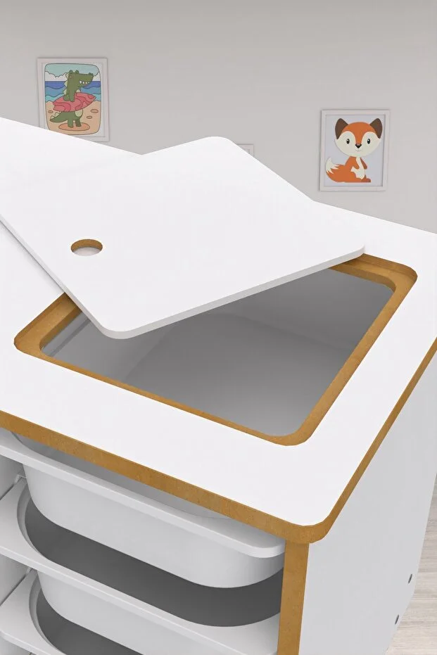 Soho - Çocuk Çalışma Masası Oyun Ve Etkinlik Masası Beyaz Sepetli